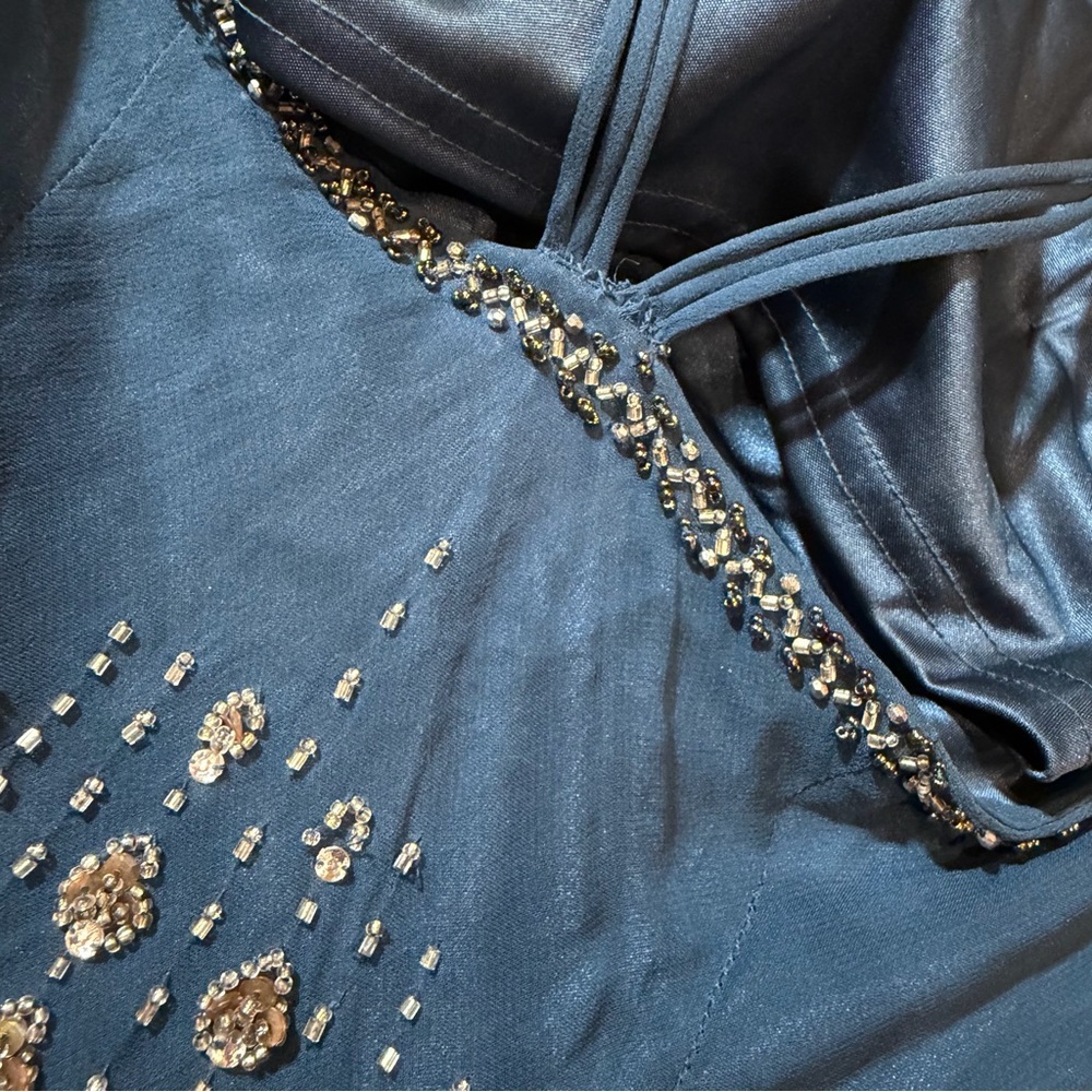 Vintage Y2K 100% Silk Beaded Dress Vintage Beaded Dress Silk Sue Wong Dress - Picture 13 of 16